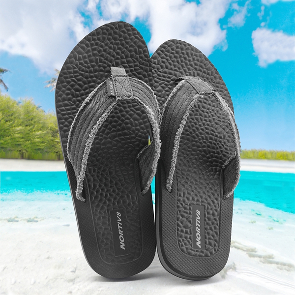 Men's Comfortable Flip Flops - BLACK GREY - 1